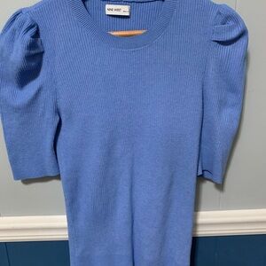 Nine West Sky Blue Ribbed Knit Top